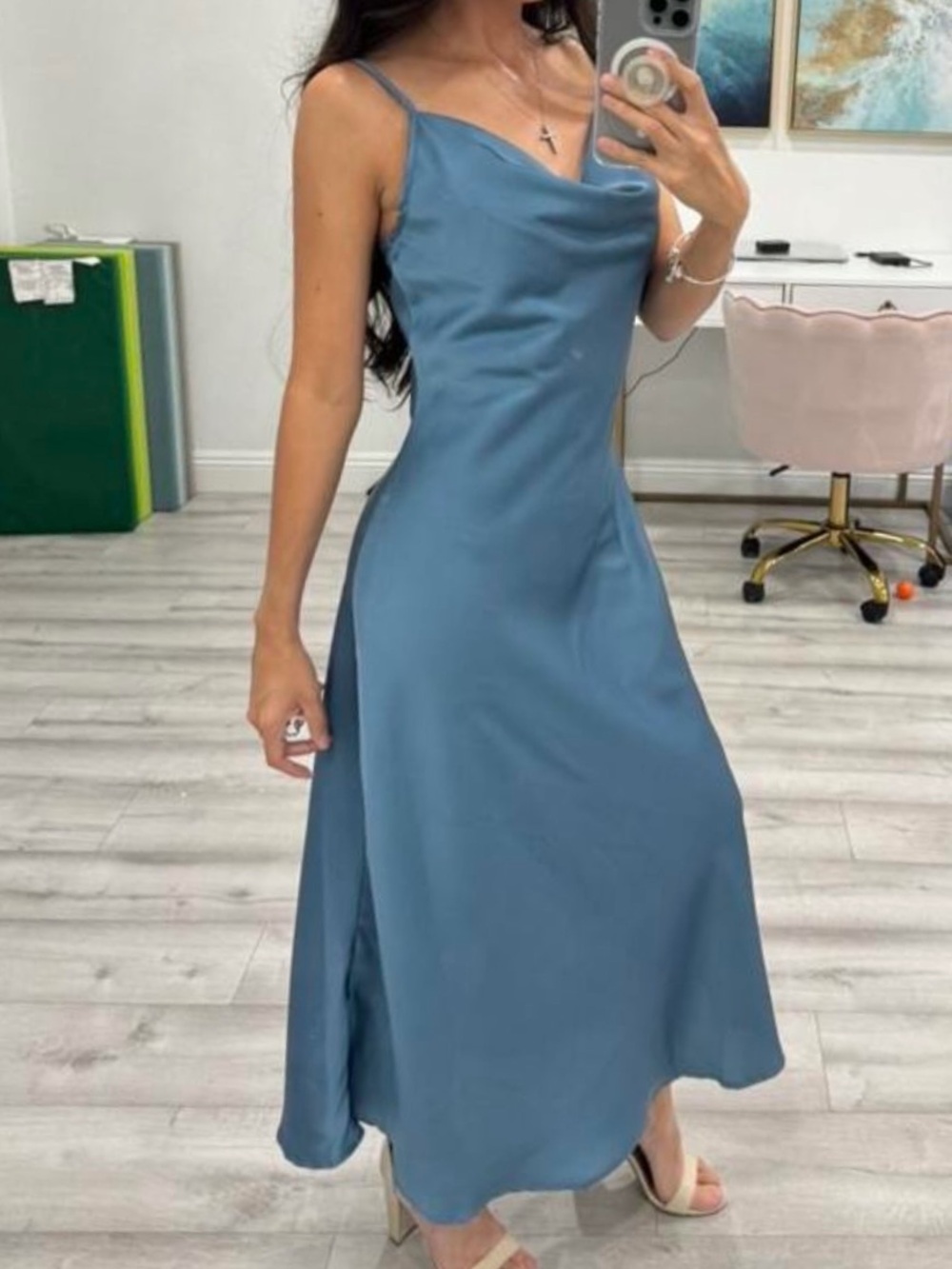 Satin Midi Dress Dainty Feminine Coquette Cottage Romantic Minimal Capsule